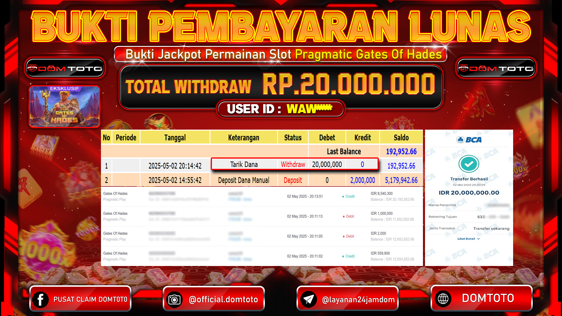 JACKPOT SLOT GATES OF HADES 02  MEI 2025